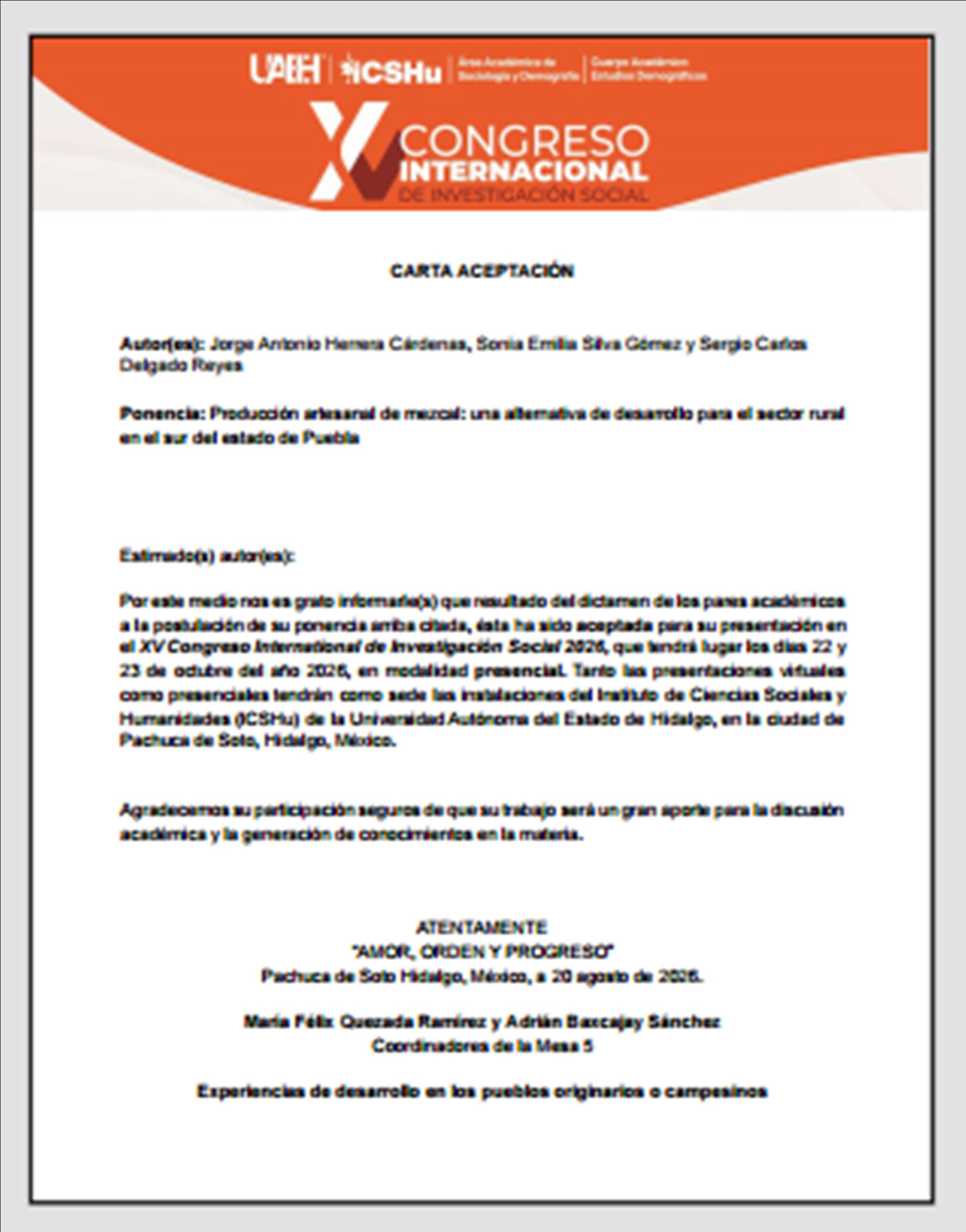 Carta de Aceptación